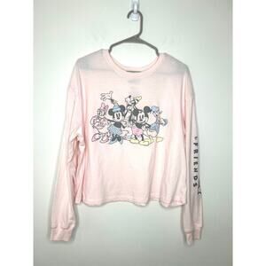 Disney Mickey & Friends Long Sleeve T-Shirt Sz 2X Pink Cropped Fit
